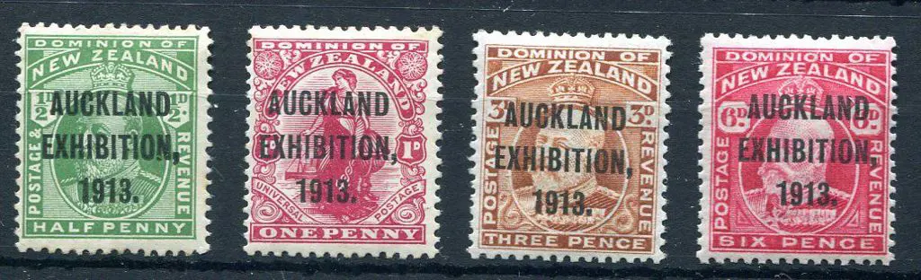 New Zealand 1913 "AUCKLAND EXHIBITION 1913" ovptd ... Image 1++