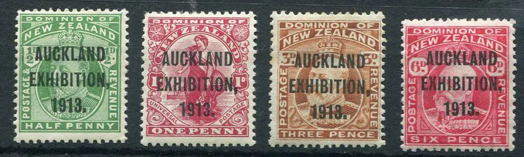 New Zealand 1913 "Auckland Exhibition 1913" set of ... Image 1++