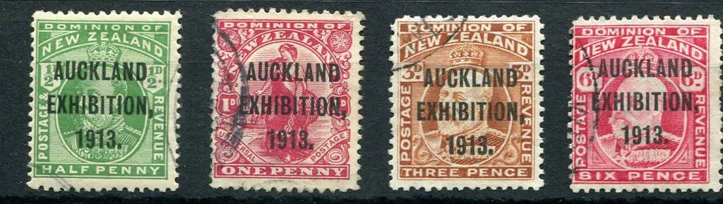 New Zealand 1913 "Auckland Exhibition 1913" set of ... Image 1++