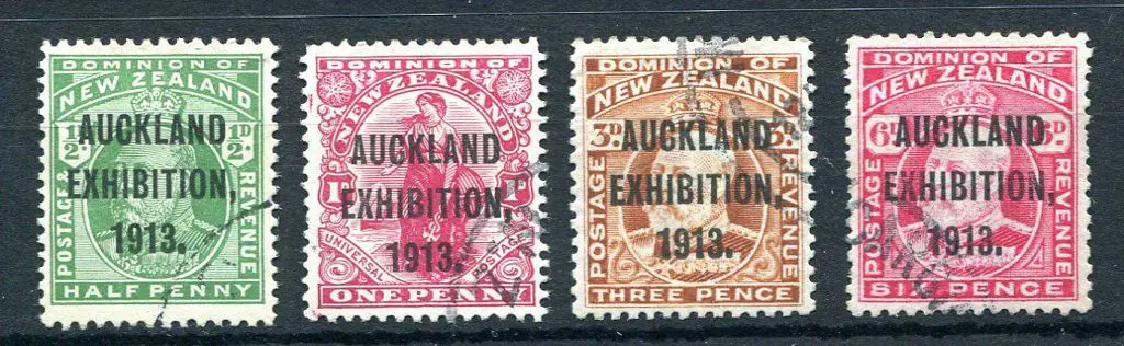 New Zealand 1913 "Auckland Exhibition 1913" set of ... Image 1++