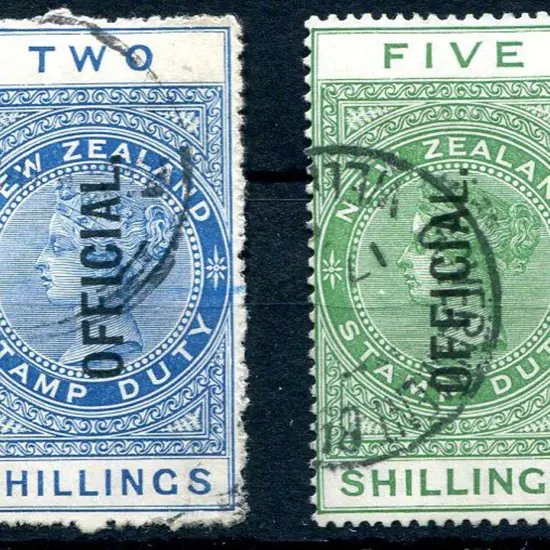 New Zealand 1913/25 2/- & 5/- QV Postal Fiscals ...
