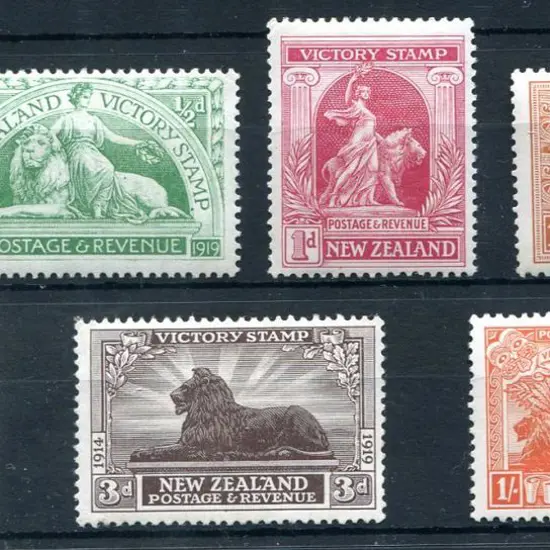 New Zealand 1920 Victory set of 6. 3d with thin ...