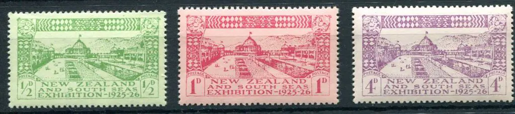New Zealand 1925 Dunedin Exhib set of 3. Fine MUH. ... Image 1++