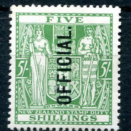New Zealand 1927/33 5/- Arms "OFFICIAL" with ...