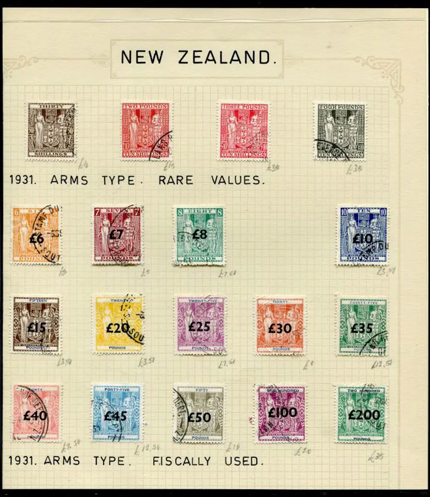 New Zealand 1931 30/-, £2/10/-, £3/10/- & £4/10/- ... Image 1++
