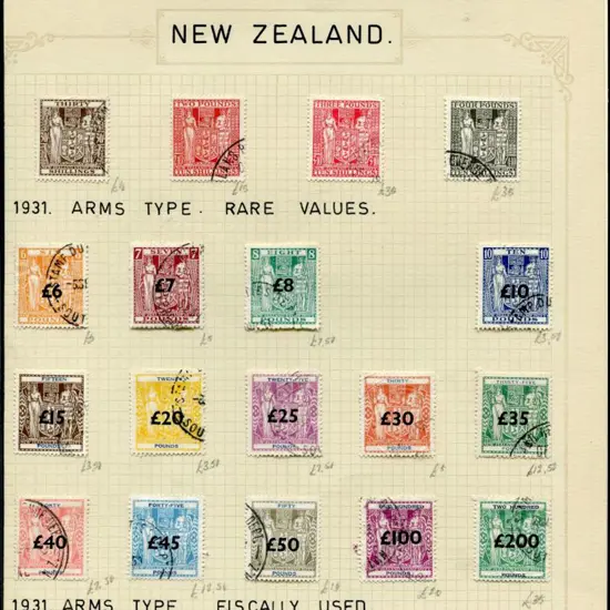 New Zealand 1931 30/-, £2/10/-, £3/10/- & £4/10/- ...