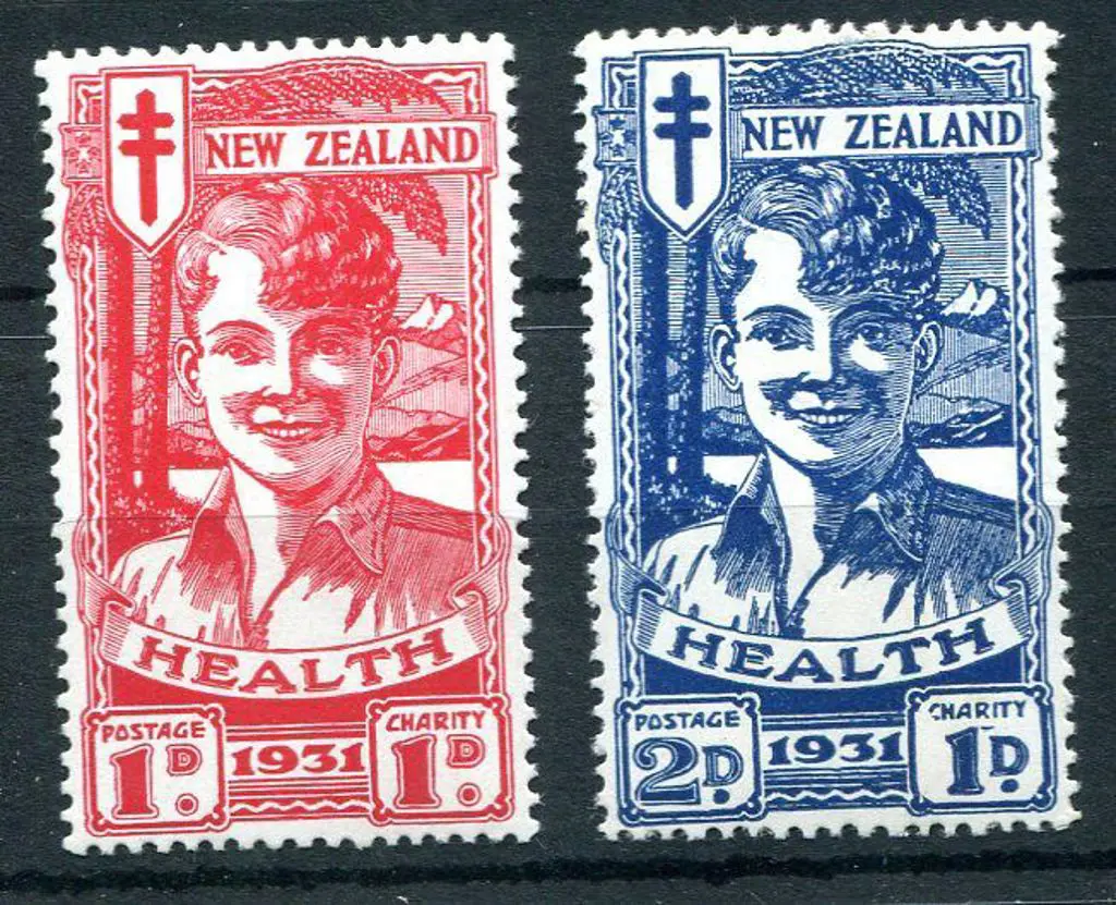 New Zealand 1931 Health "Smiling Boys" pair fresh ... Image 1++