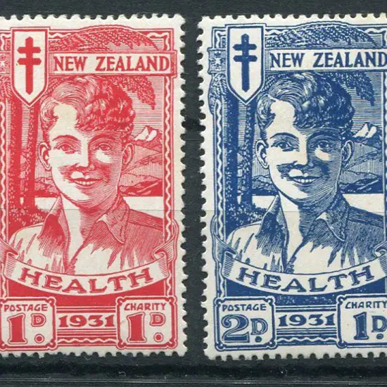 New Zealand 1931 Health "Smiling Boys" pair. Small ...