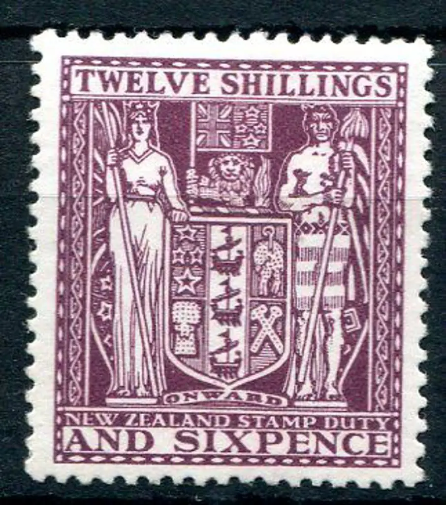New Zealand 1931/40 12/6d deep plum Arms. MVLH. SG ... Image 1++