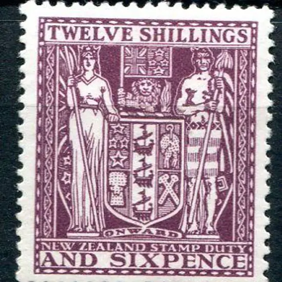 New Zealand 1931/40 12/6d deep plum Arms. MVLH. SG ...