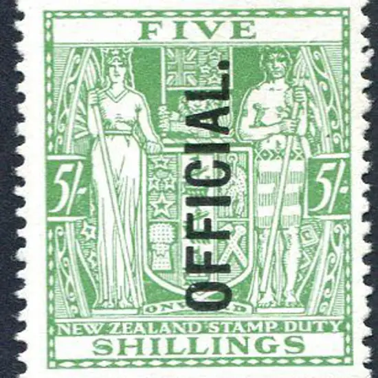 New Zealand 1933 5/- Arms ovptd "OFFICIAL" ...