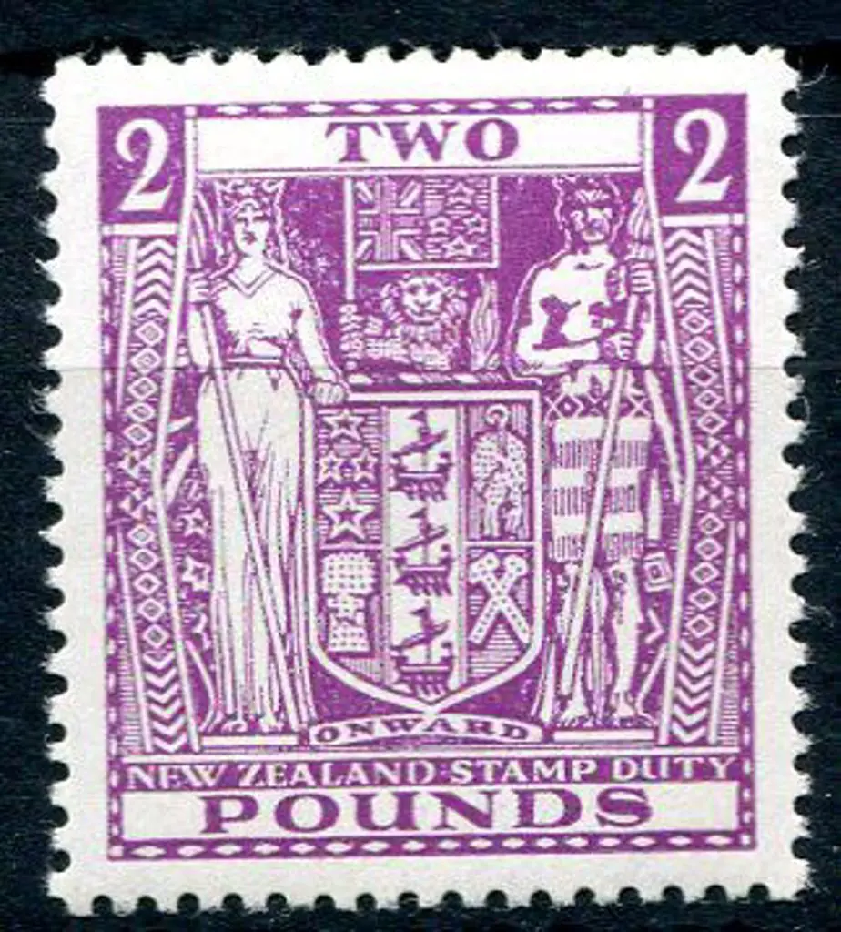 New Zealand 1940/58 £2 bright purple Arms. MUH. SG ... Image 1++
