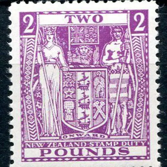 New Zealand 1940/58 £2 bright purple Arms. MUH. SG ...