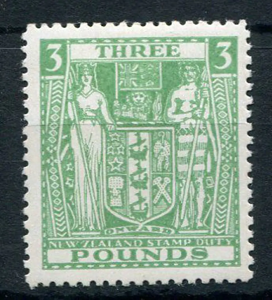 New Zealand 1940/58 £3 green Arms. MVLH SG F208, ... Image 1++
