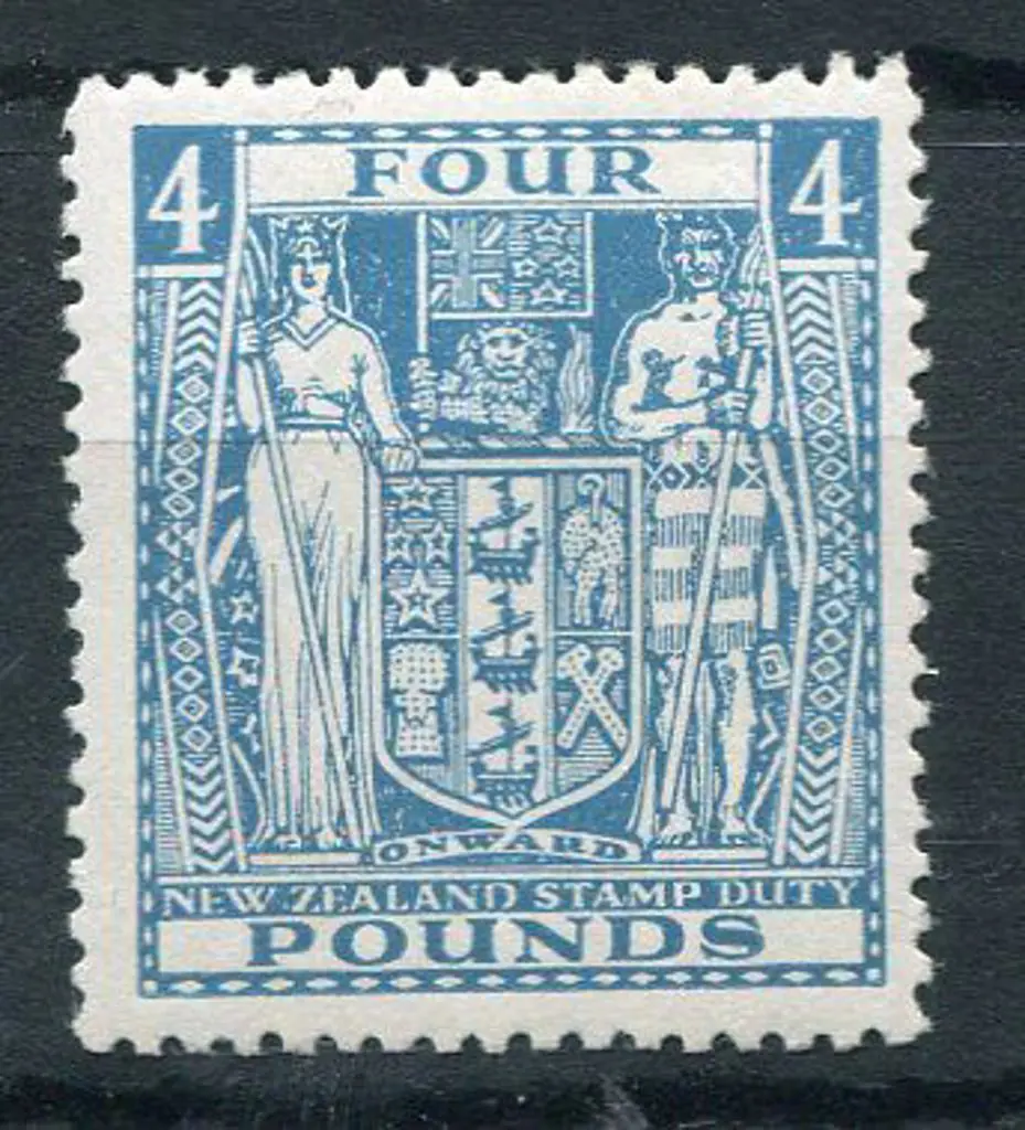 New Zealand 1940/58 £4 light blue Arms. Fresh MLH. ... Image 1++