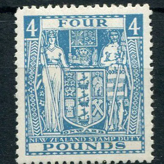 New Zealand 1940/58 £4 light blue ditto. SG F210, ...