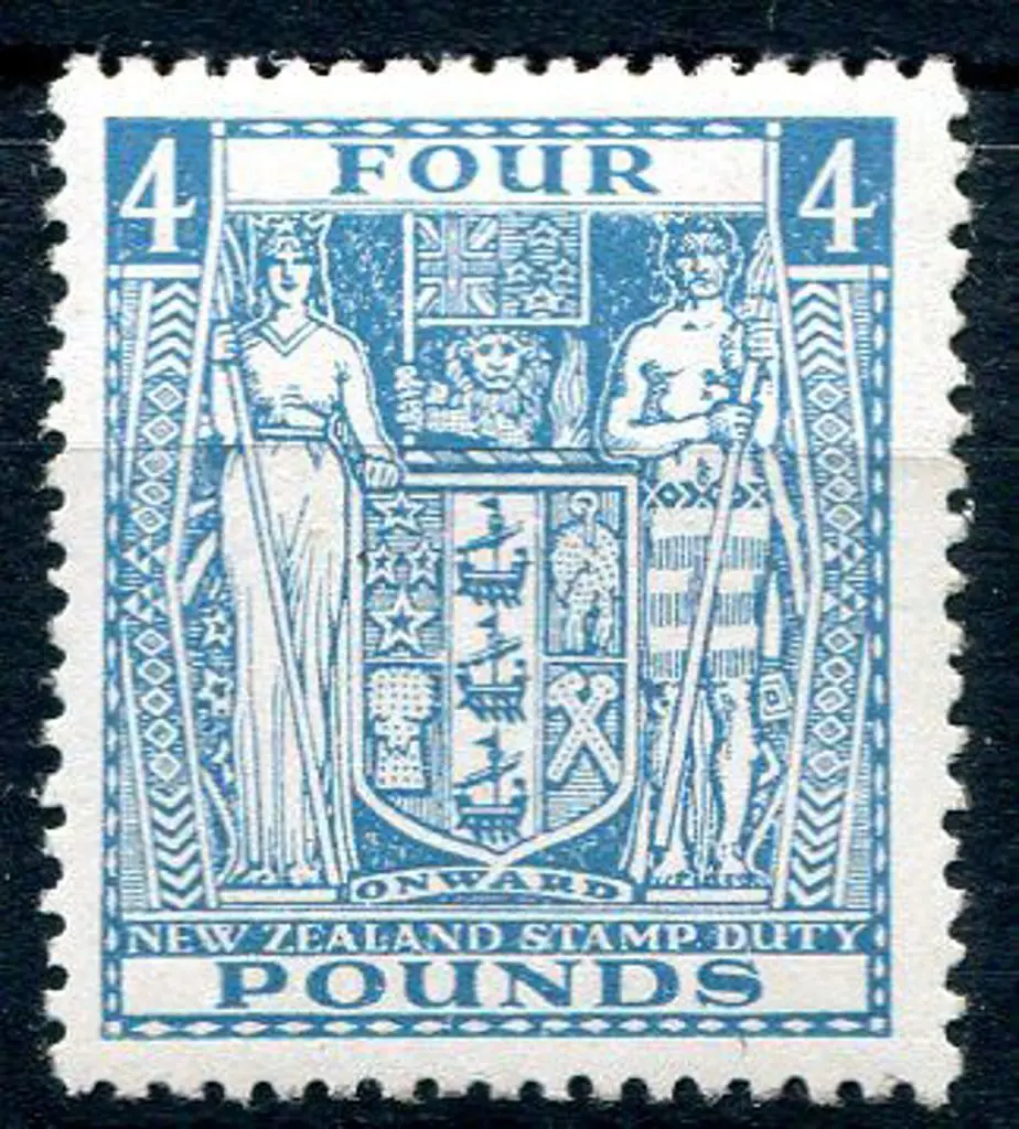 New Zealand 1940/58 £4 light blue Arms. MUH. SG ... Image 1++