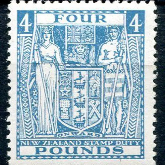 New Zealand 1940/58 £4 light blue Arms. MUH. SG ...