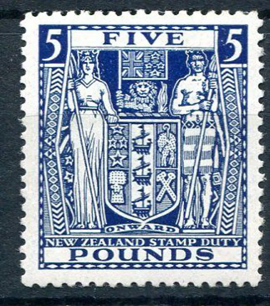 New Zealand 1940/58 £5 indigo blue Arms. MUH. SG ... Image 1++