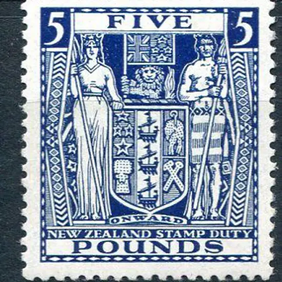 New Zealand 1940/58 £5 indigo blue Arms. MUH. SG ...