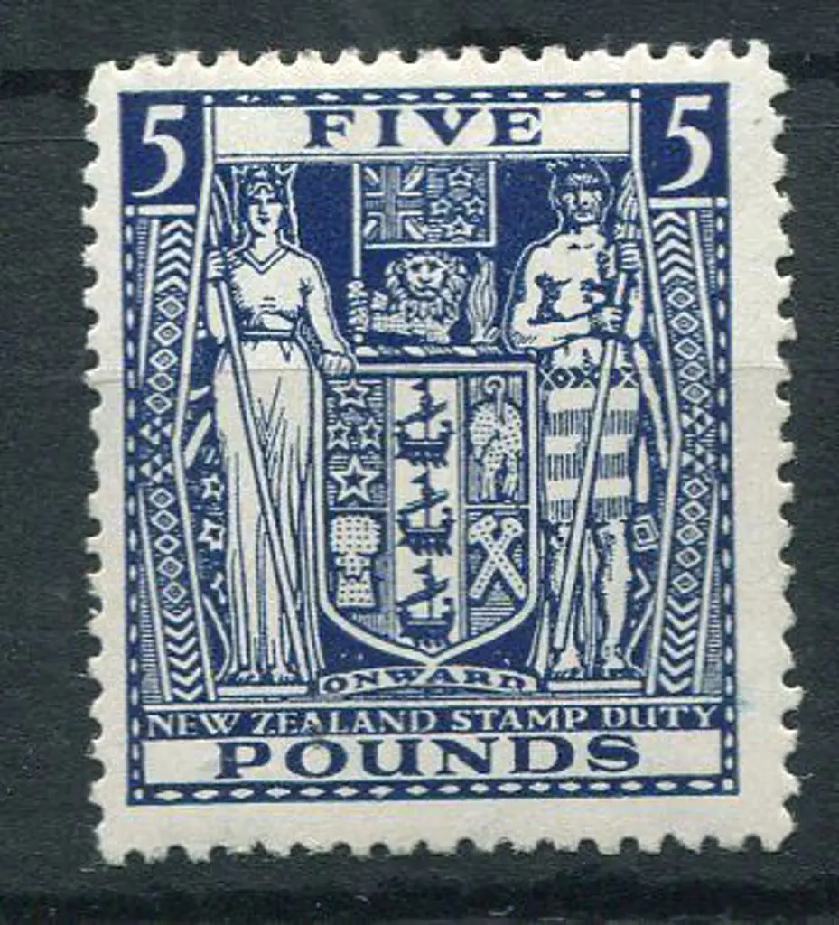 New Zealand 1940/58 £5 indigo blue Arms with wmk ... Image 1++