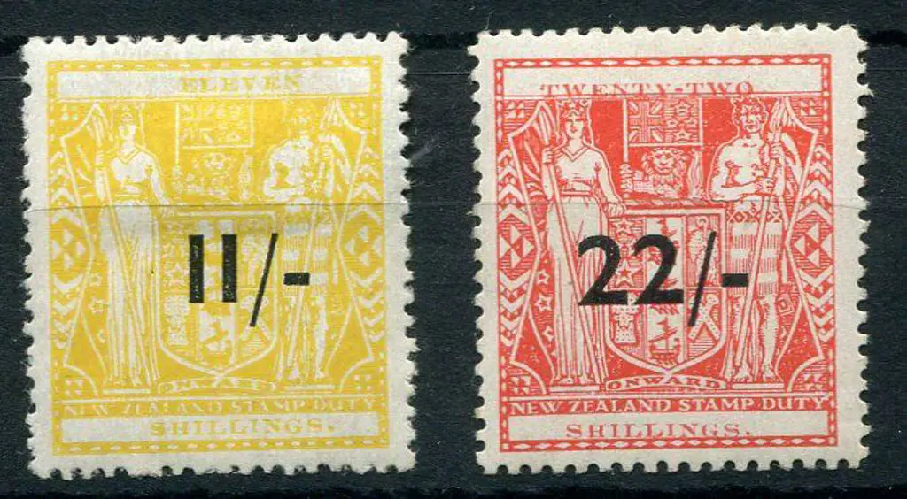 New Zealand 1940/58 11/- on 1/- & 22/- MLH, latter ... Image 1++
