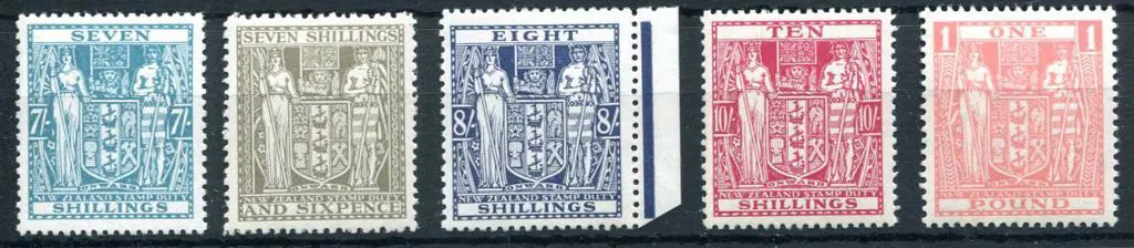 New Zealand 1940/58 7/-, 7/6d, 8/-, 10/- & 1958 £1 ... Image 1++