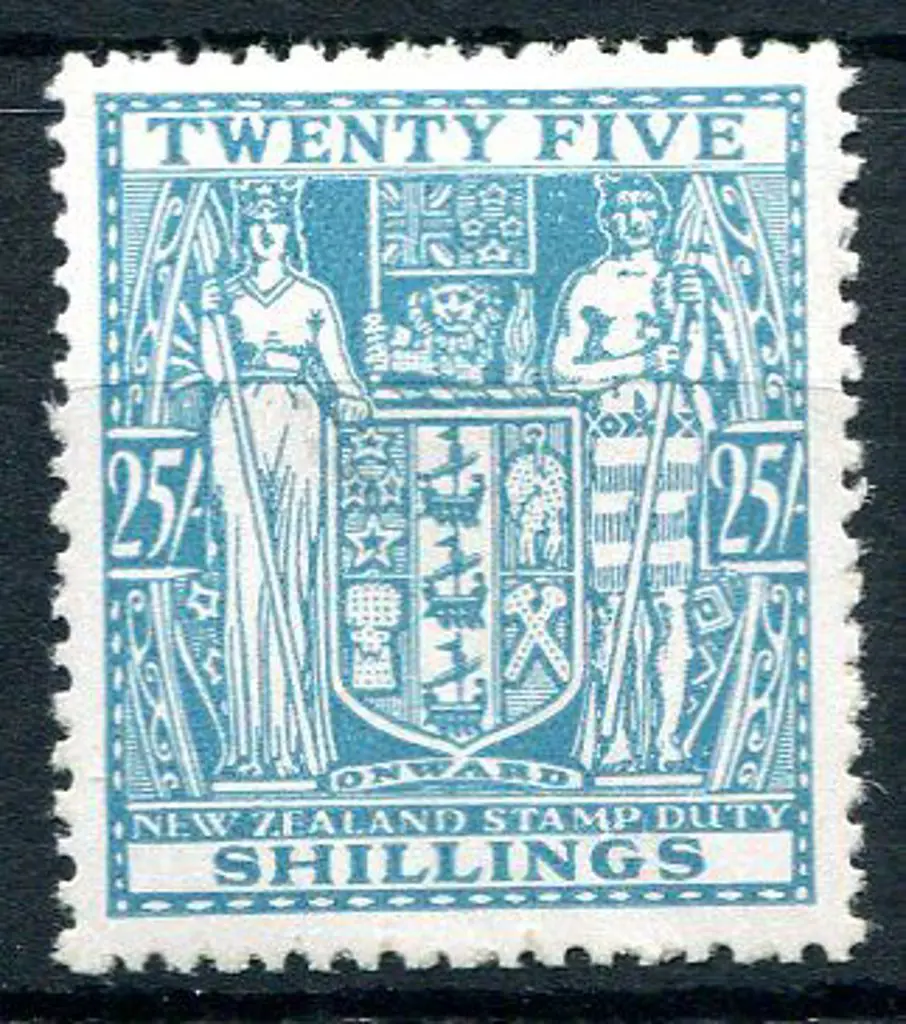 New Zealand 1940-58 25/- greenish blue Arms. MUH. ... Image 1++