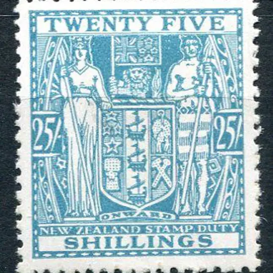 New Zealand 1940-58 25/- greenish blue Arms. MUH. ...