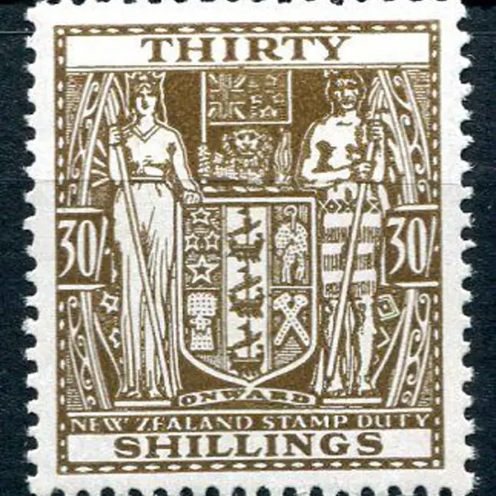 New Zealand 1940/58 30/- brown Arms. MUH. SG F205, ...