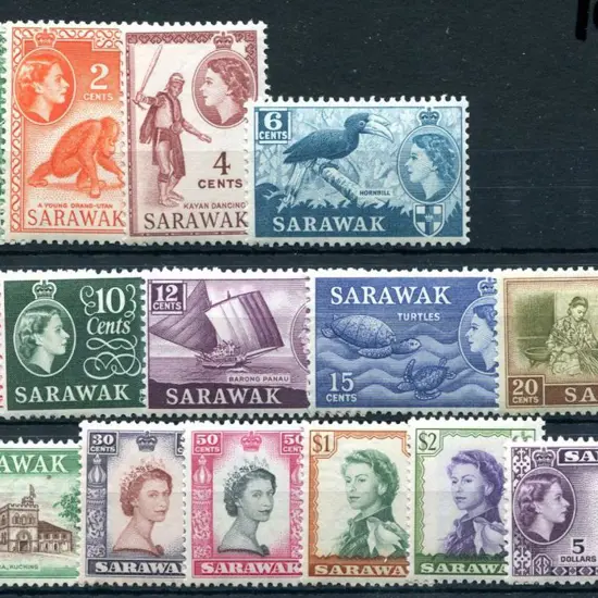 Sarawak 1955 QEII defins to $5. Fresh MUH. SG ...