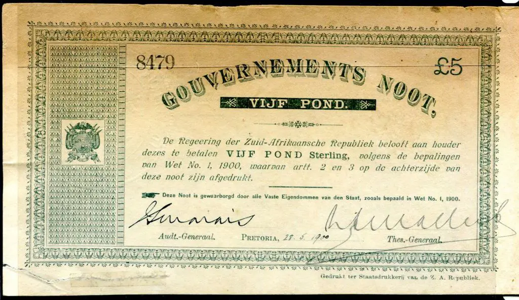 South Africa-Transvaal 1900 £5 monocolour greenish ... Image 1++