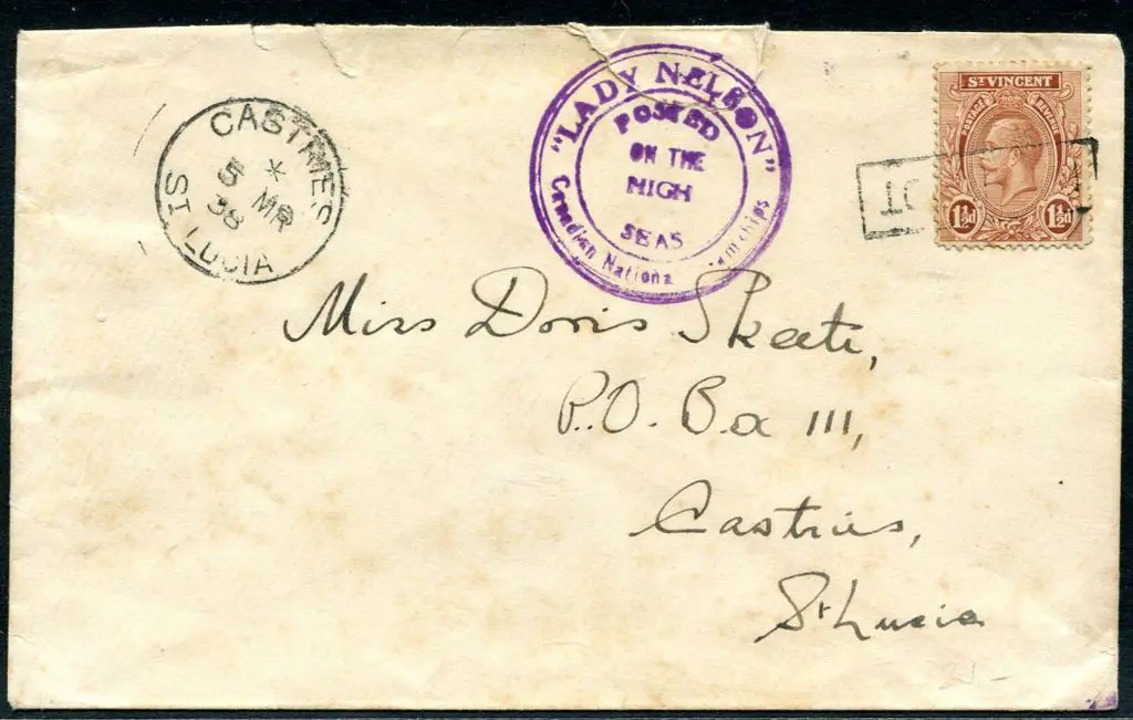 St Vincent 1938 env addressed to St Lucia with 1½d ... Image 1++