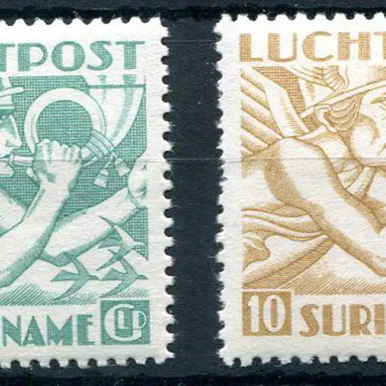 Suriname 1941 5g & 10g Airs. Fresh MLH. SG 282/83, ...