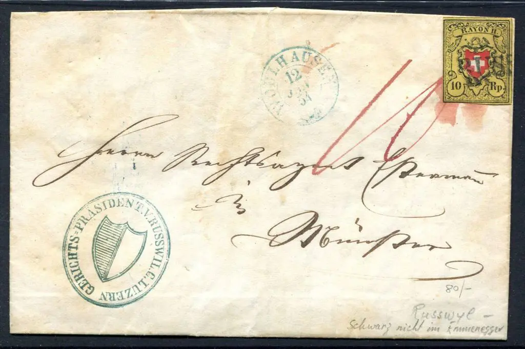 Switzerland 1854 (Jan) Russwil, Lucerne to ... Image 1++