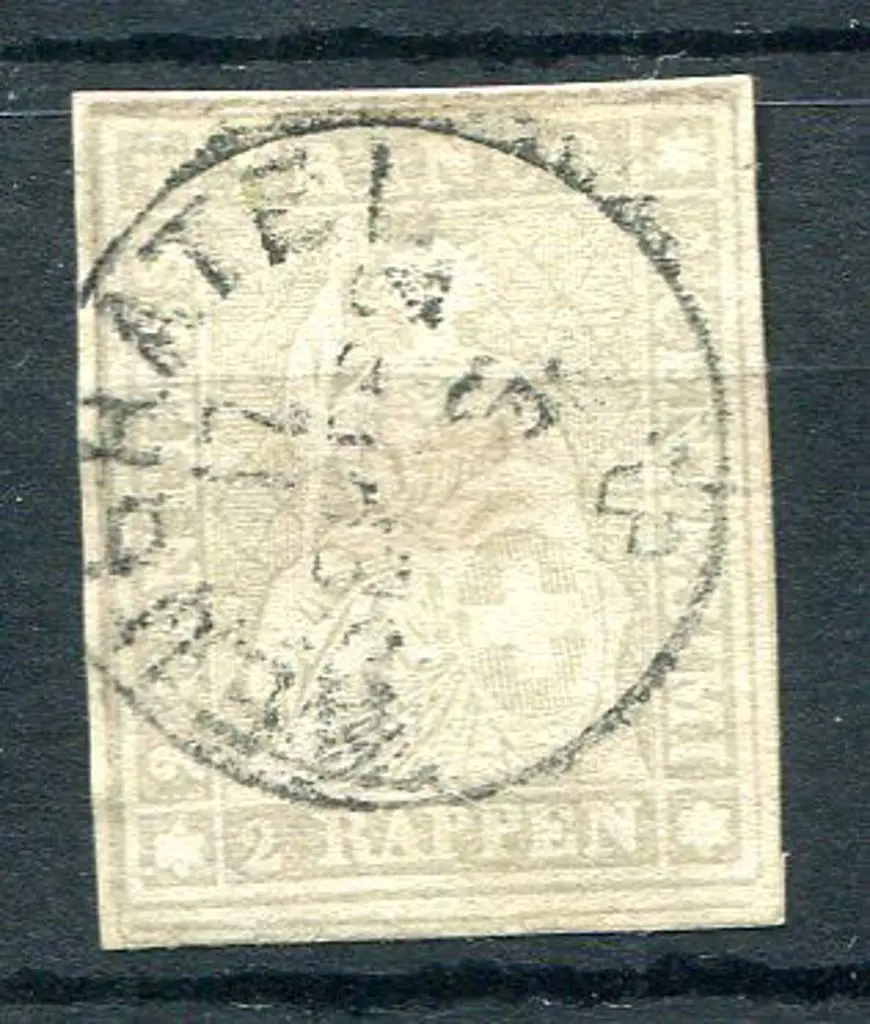 Switzerland 1862 2r grey with clear margins all ... Image 1++