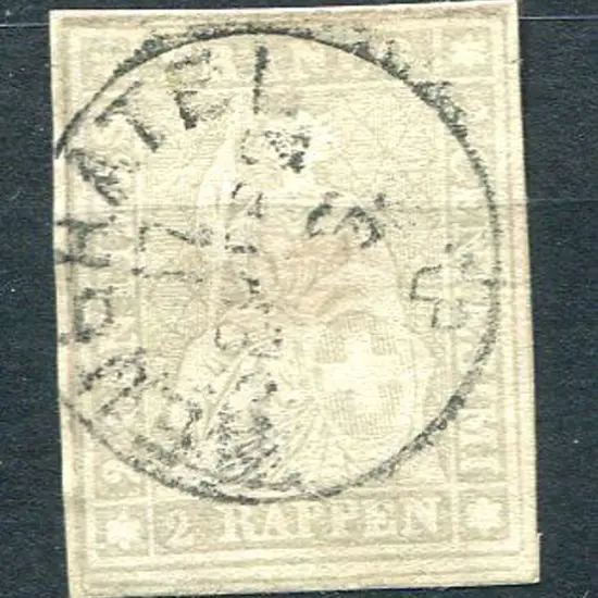 Switzerland 1862 2r grey with clear margins all ...