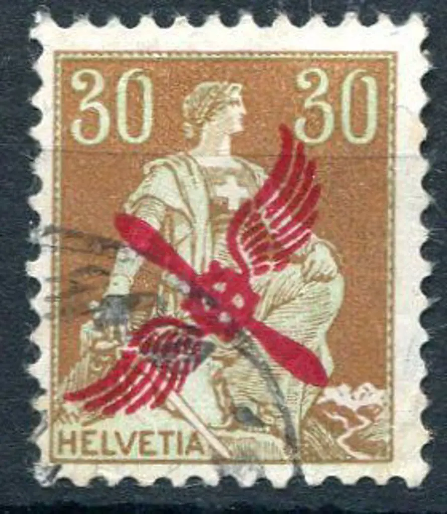 Switzerland 1919 30¢ Air ovpt in red. Probable ... Image 1++