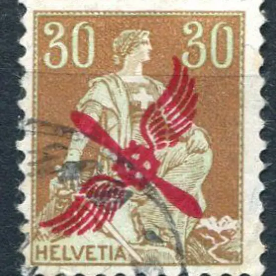 Switzerland 1919 30¢ Air ovpt in red. Probable ...