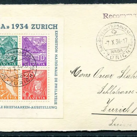 Switzerland 1934 National Stamp Exhibition M/S. ...