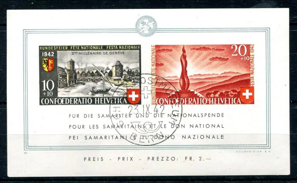 Switzerland 1942 National Fete M/S CTO with ... Image 1++