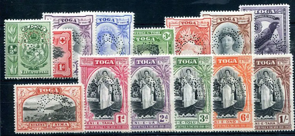 Tonga 1942/49 Pictorials set of 9 to 5/- & 1944 ... Image 1++