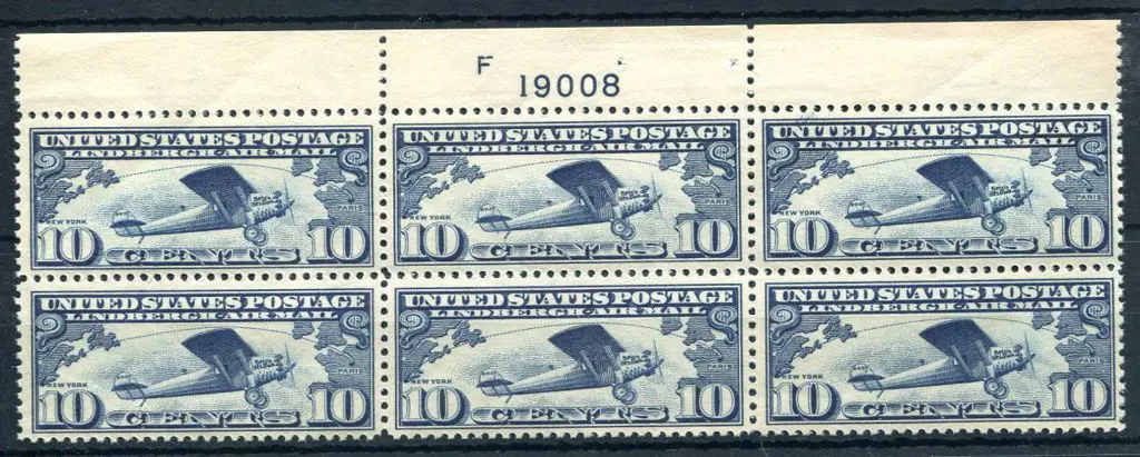 USA 1927 10¢ Lindbergh Airmail in Plate No. F ... Image 1++