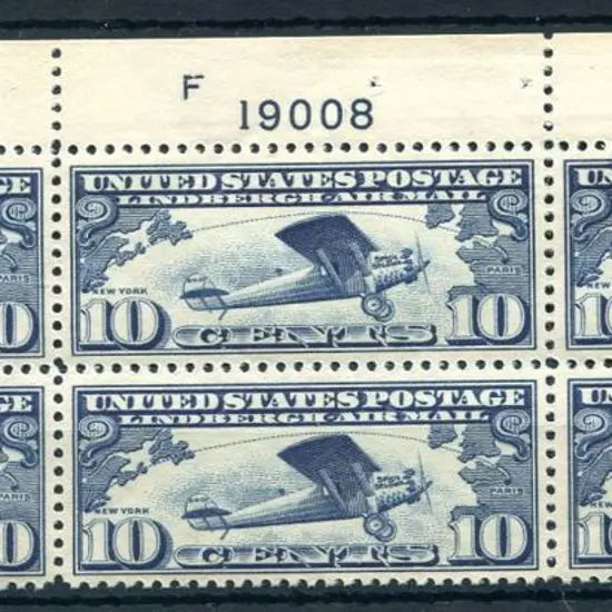 USA 1927 10¢ Lindbergh Airmail in Plate No. F ...