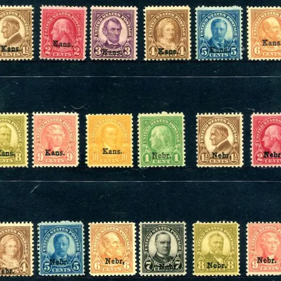 USA 1929 "Kans" & "Nebr" ovpts complete MLH with ...