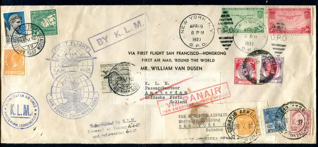 USA 1937 (19th Apr) First Round the World airmail ... Image 1++