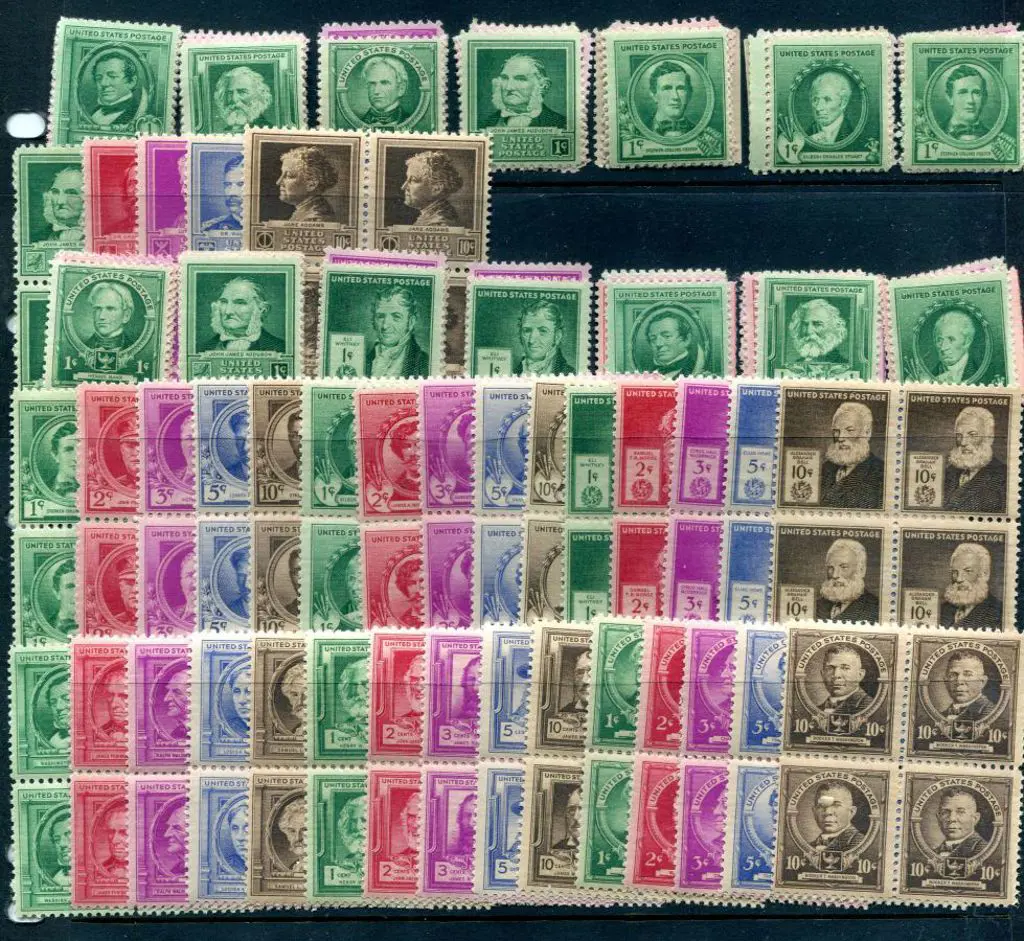 USA 1940 Famous Americans sets of 35 in blocks of ... Image 1++