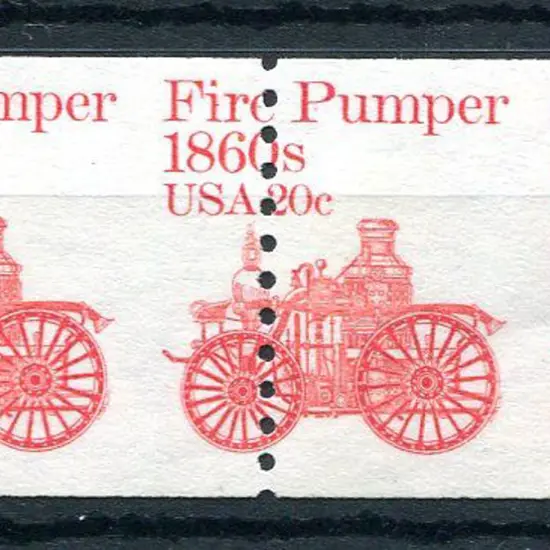 USA 1981 20c Fire Pumper horiz coil pair ...