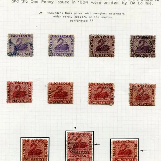 1863-1864 De La Rue, no wmk, perf. 13 range on 2 ...