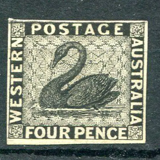 4d imperforate plate proof in black on ungummed, ...